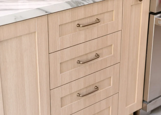 Shaker drawer stack with brass pulls, Bel Air Project by Home Deco