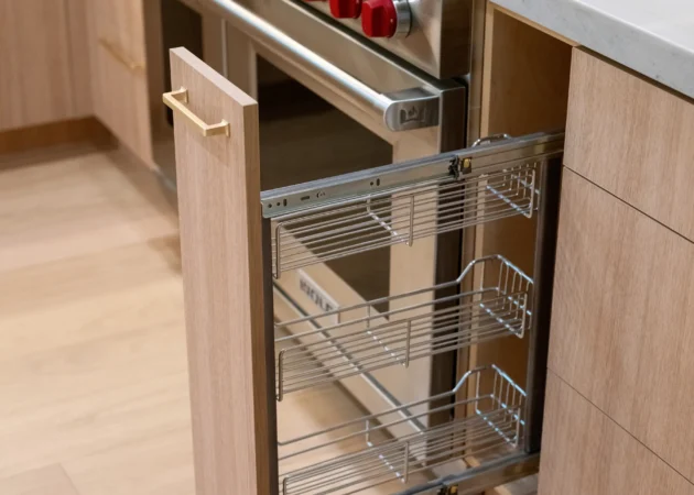 Pull-out organizer beside the range, Wilson Project by Home Deco